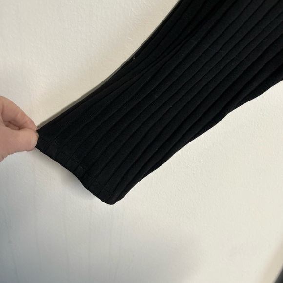 Old Navy Womens XXL Black Ribbed Knit Sweater Dress Long‎ Sleeve Belt 1/4 Button - Picture 7 of 14